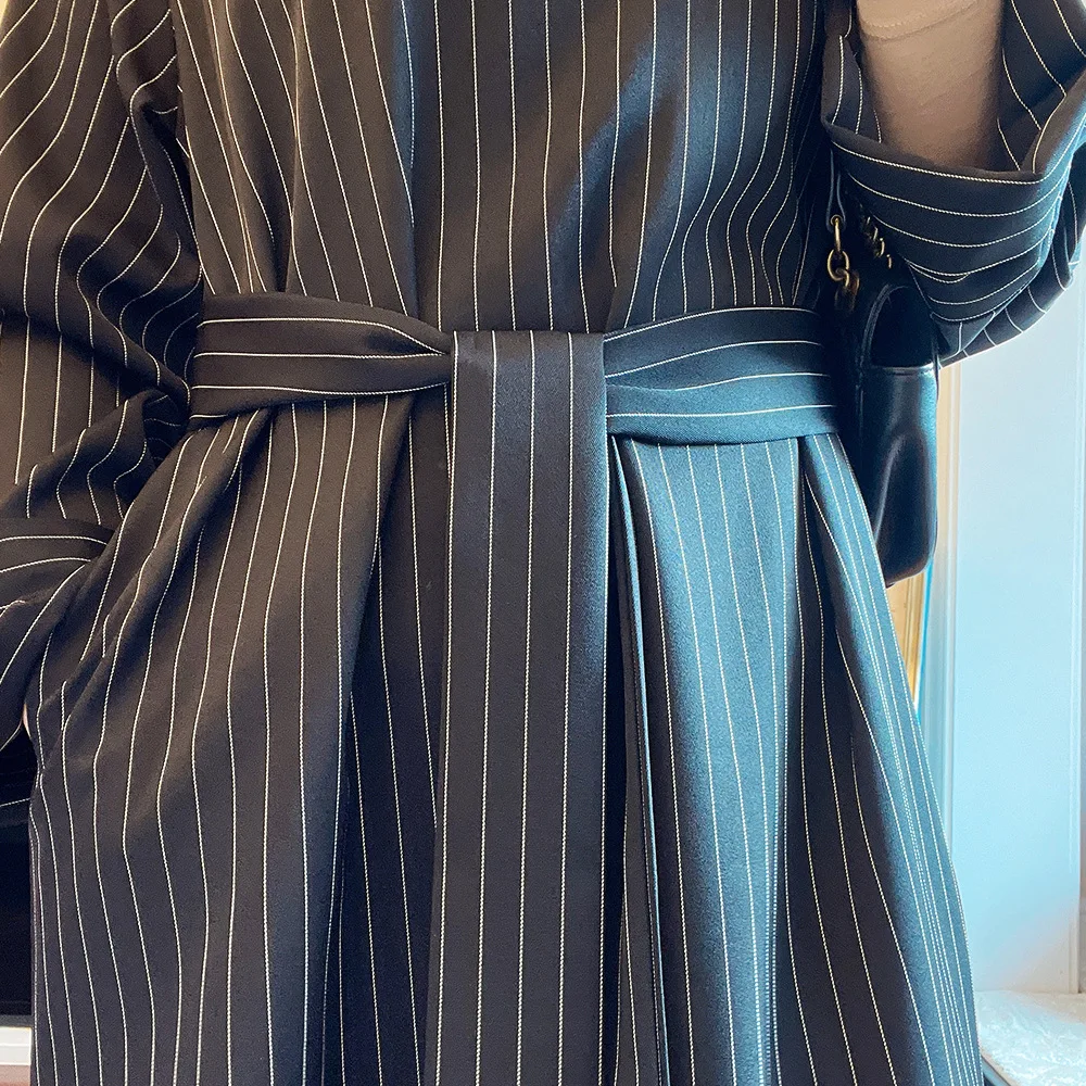 Dubai Abayas Türkiye Middle East Stripe Tunic Muslim Maxi Dresses for Women Vestidos Largos Moroccan Kaftan