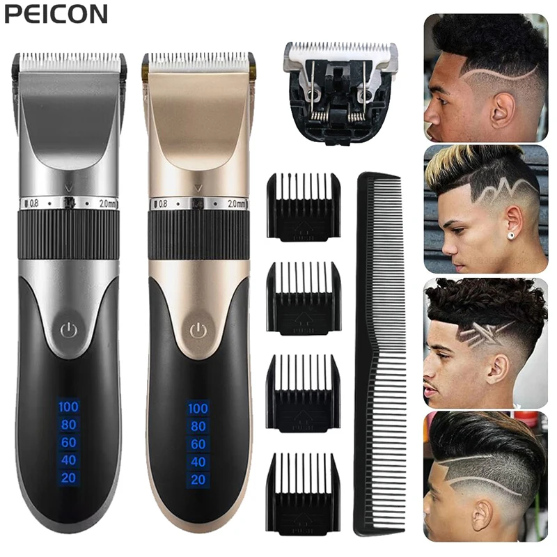 

Машинка для стрижки волос для мужчин, электрическая машинка для стрижки волос, профессиональная Мужская машинка для стрижки, перезаряжаемый триммер для волос, машинка для бритья