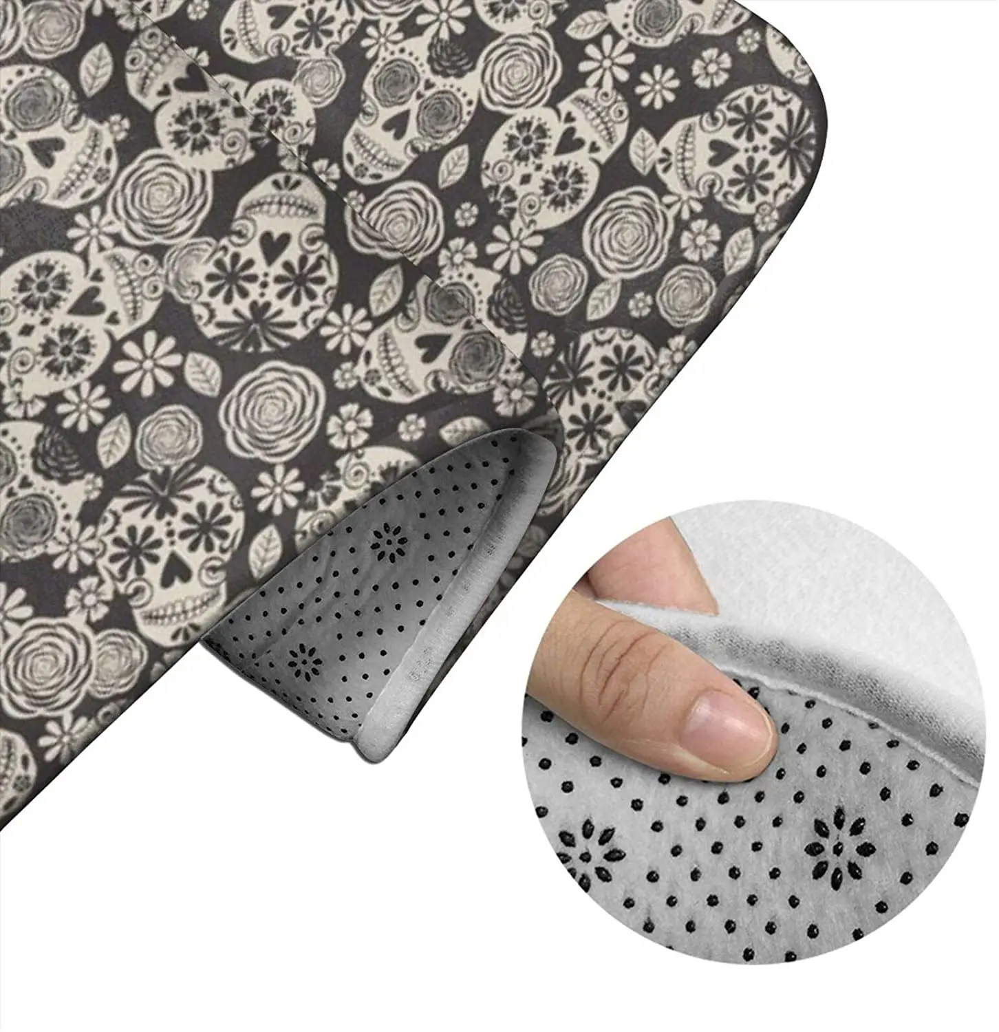 

Sugar Skulls Black & I Bathroom Mat Sets 3 Piece Set Rugs Memory Foam Mat Set Toilet Seat Cover Bath mat Lid Cover
