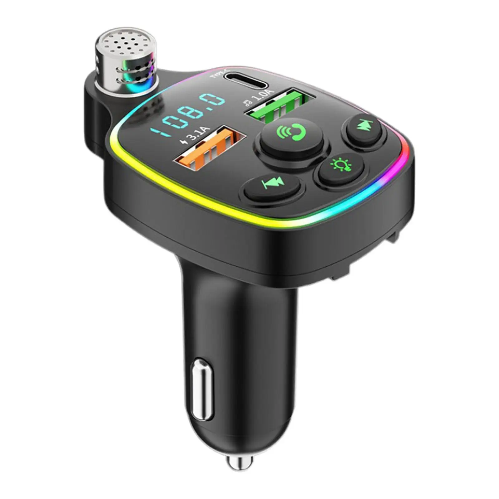 

Автомобильный портативный FM-трансмиттер с USB и портами Type-c