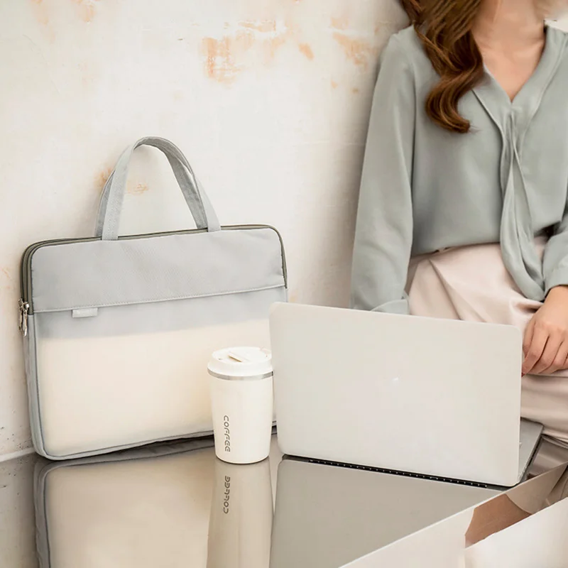 Portable Translucent Briefcase High Capacity Office Necessary File Organize Handbag A4 Material Storage Bag Accessories Supplies