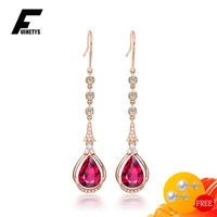 trendy earrings 925 silver jewelry water drop shape ruby zircon gemstone accessories drop earrings for women wedding party gifts