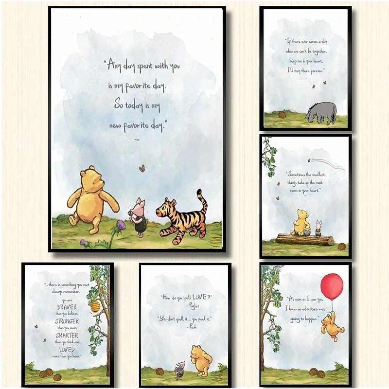 

Disney Winnie The Pooh White Kraft Paper Posters Print Pictures Nursery Wall Posters Kids Room Decoration