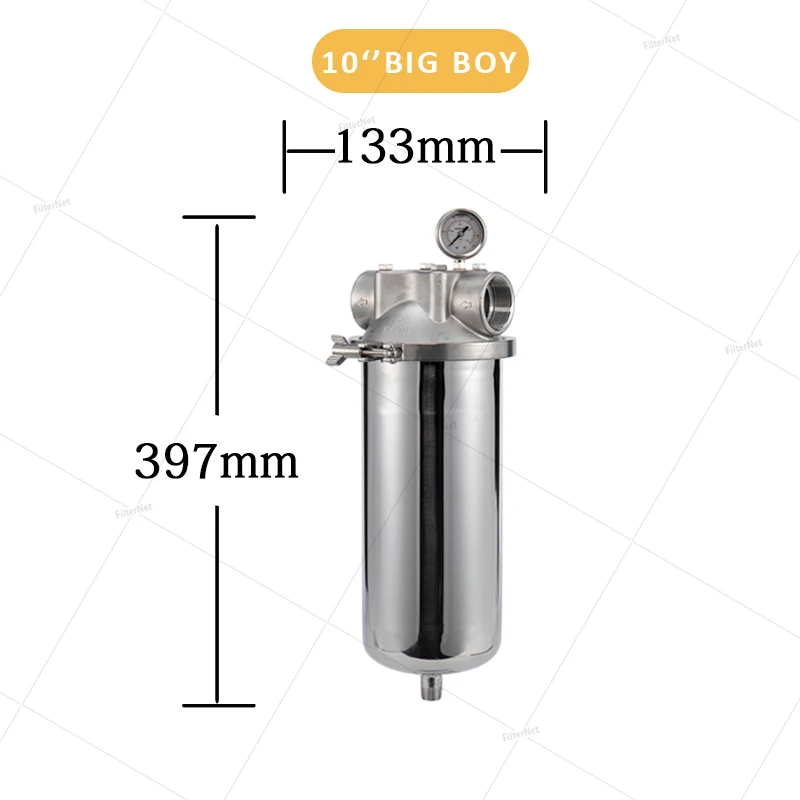 

10"Jumbo Filter Cartridge Whole House Water Filter Stainless Steel Filter Housing Prefilter For Commercial Stainless Steel