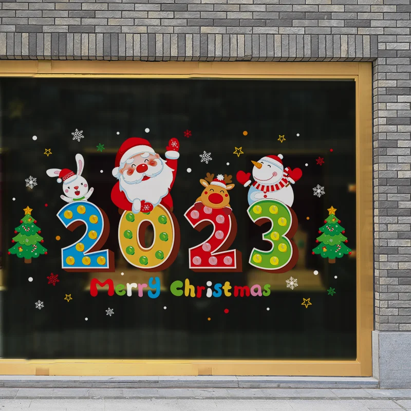 

[SHIJUEHEZI] 2023 Christmas Window Stickers DIY Santa Claus Wall Decals for Living Room Glass Home New Year Festival Decoration