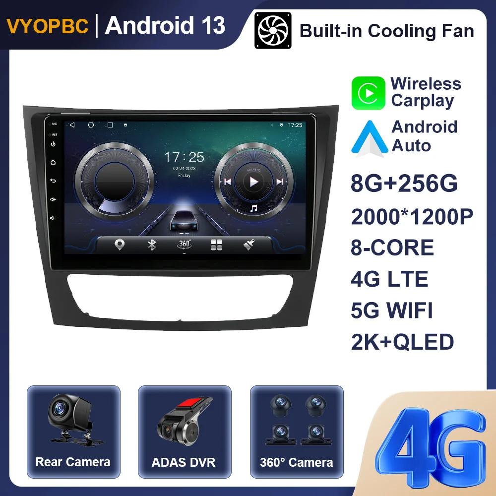 

Android 13 For Mercedes Benz W211 W219 W463 CLS350 CLS500 CLS55 E200 E220 2002 - 2010 Car Radio Navigation GPS Multimedia ADAS