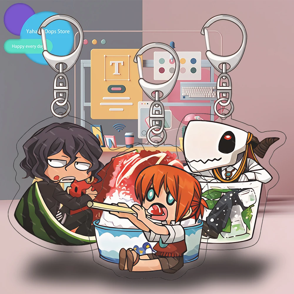 

The Ancient Magus Bride Anime Exquisite Couple Car Keychain Acrylic Gift Character Student Pendant Trend Bag Ornament Figure 6cm