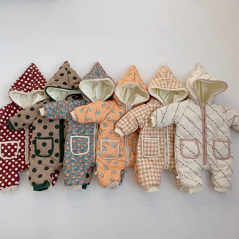 

Winter Baby Clothes Fur Lining Boys Rompers Thicken Hoodie Girls Jumpsuits