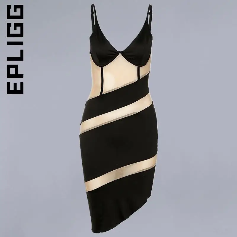 Epligg без рукавов сексуальное миди платье модное женское эластичные тонкие