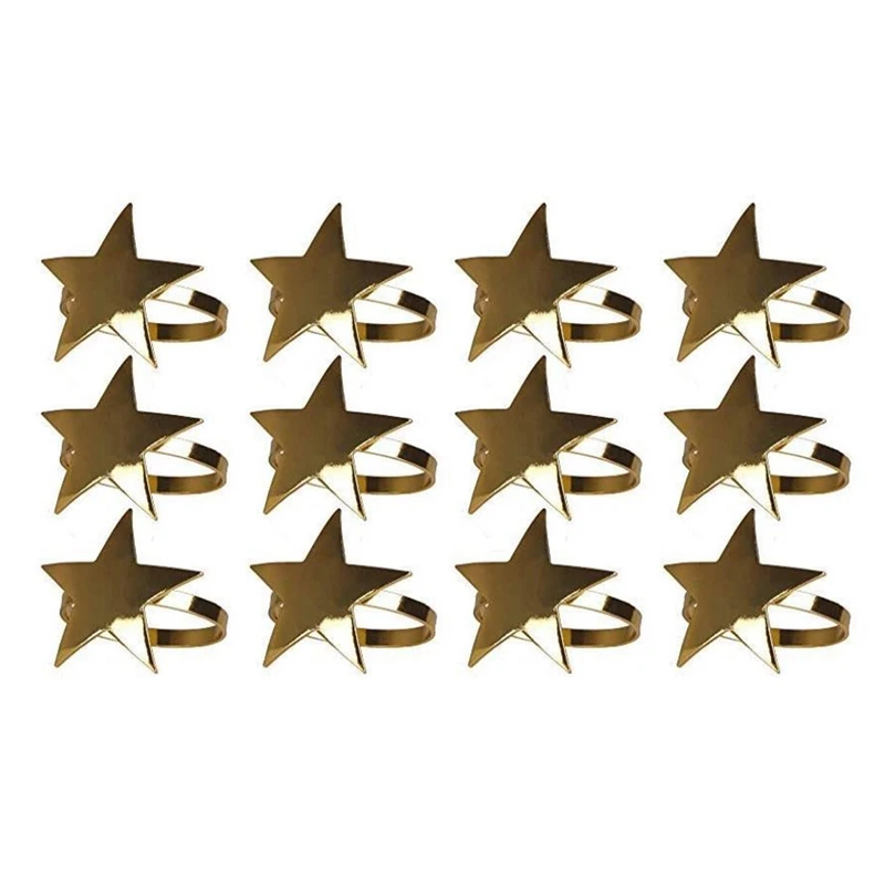 

12 Pcs Five-Pointed Star Napkin Ring, Christmas Napkin Ring Suitable For Holiday Parties, Dinners, Wedding Receptions