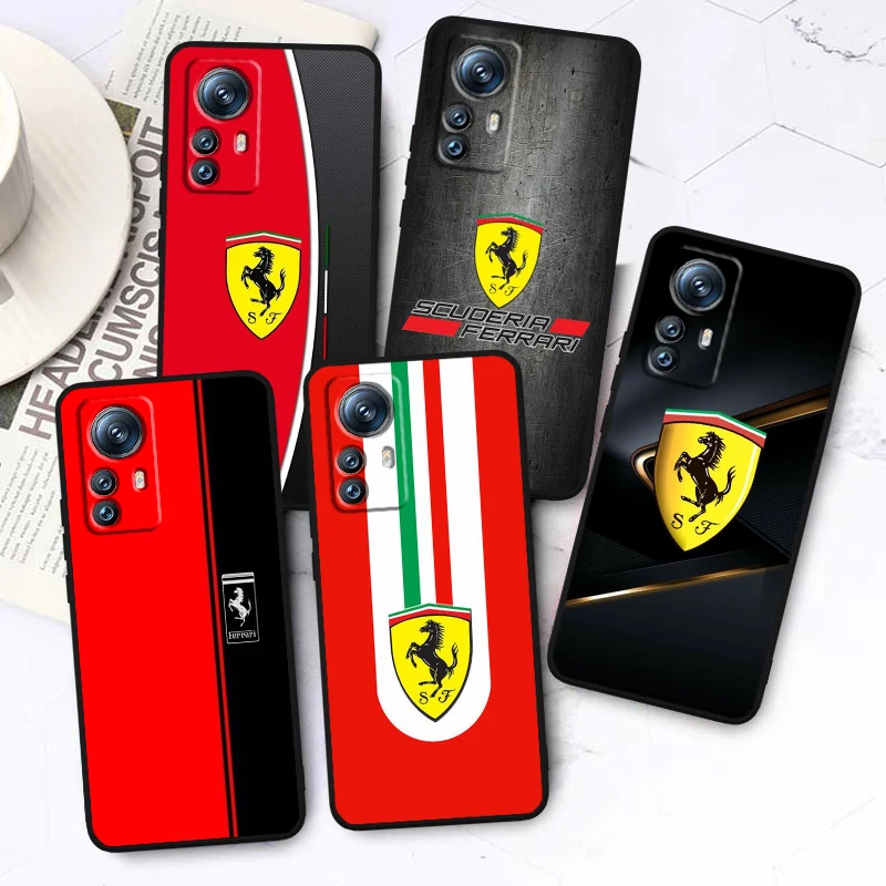 

Luxury Ferrari Car Art Logo Phone Case For Xiaomi Mi 13 12T 12S 12X 12 11 11T 11i 10T 10 Pro Lite Ultra 5G Funda Black Cover