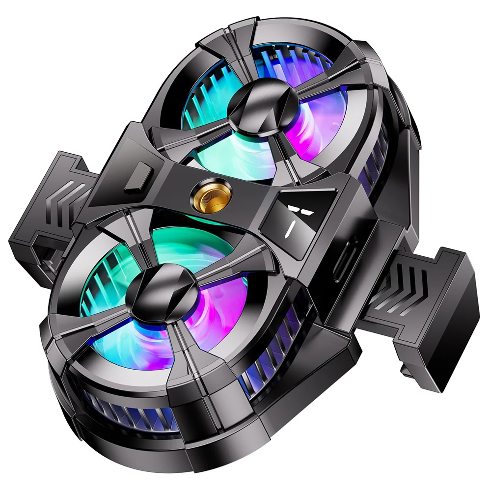 Bonola Phone Cooler Dual RGB Cooling Game Fan with Clips Radiator Stand for iPhone/Samsung/Xiaomi Cellphone Double Fans Sinkheat