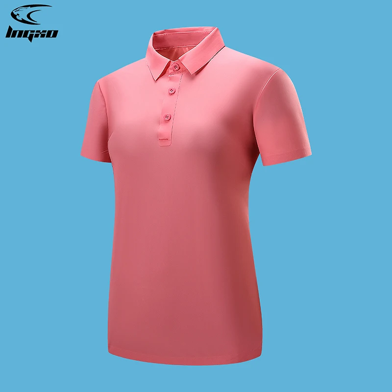 

LNGXO Women T Shirt Camping Hiking T-Shirts Wireless Stitching Quick Dry Lapel Polo Shirt Soft Elasticity Outdoor Sports T-Shirt