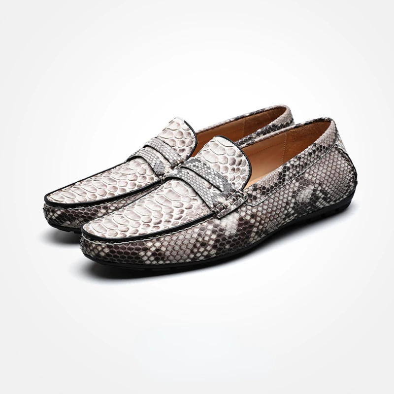 

Туфли мужские из змеиной кожи питона, высококачественные деловые повседневные лоферы, повседневная обувь для отдыха, весна-лето