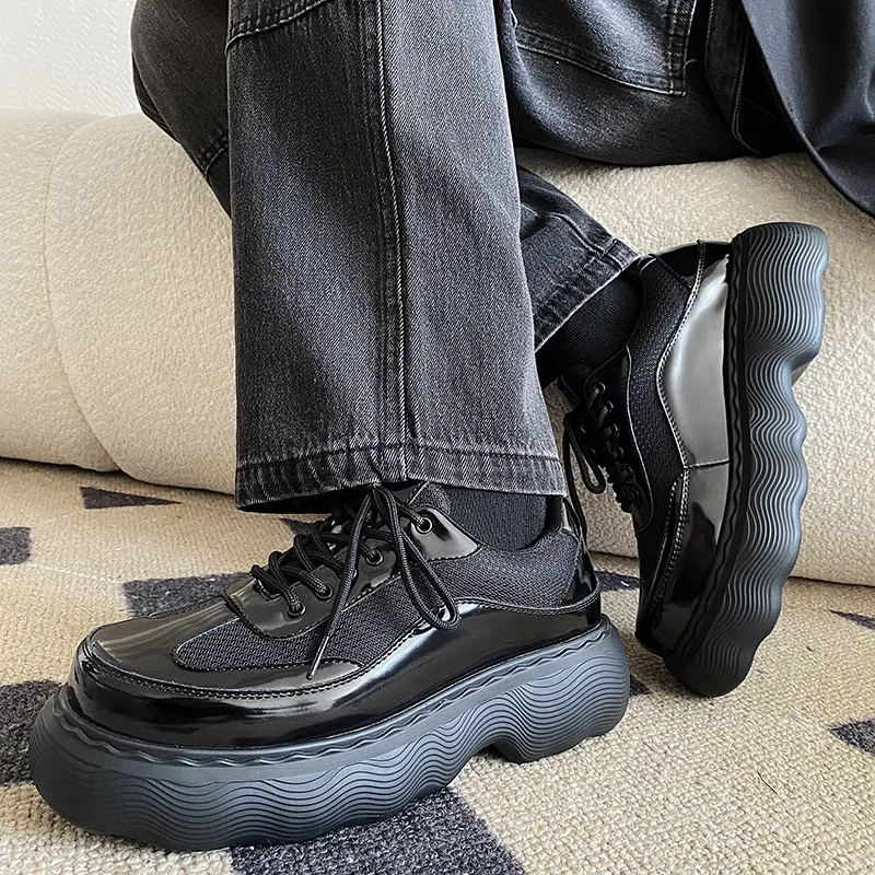 Мужская обувь из натуральной кожи на толстой подошве модная дизайнерская