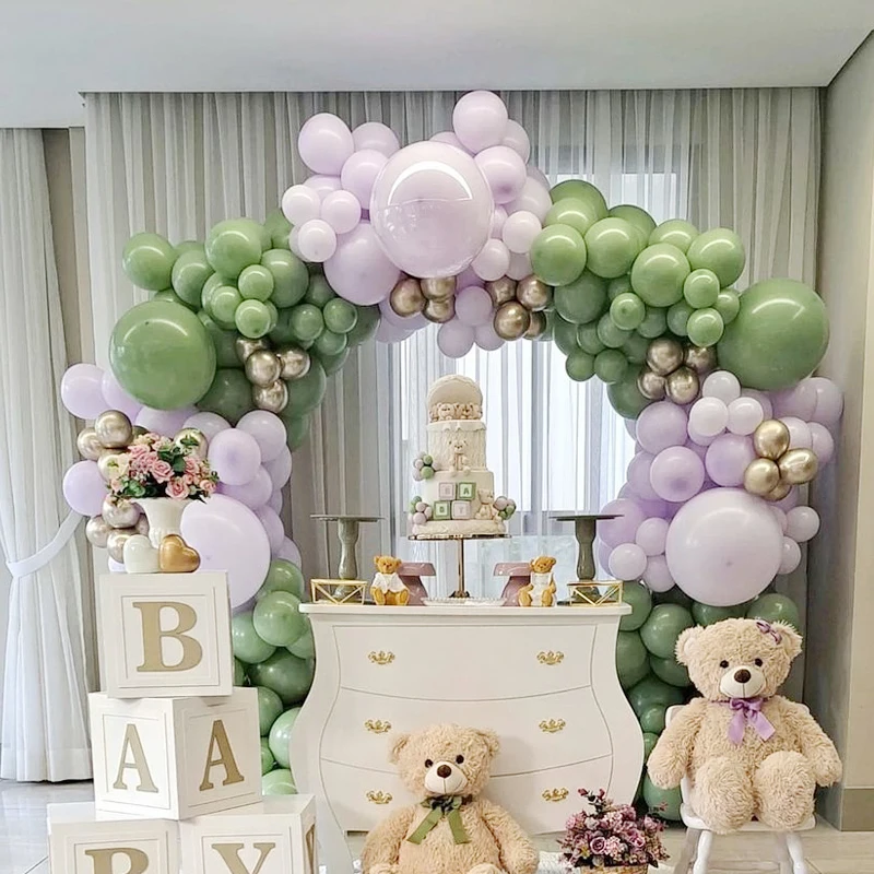 

187Pcs Avocado Green Safari Jungle Balloon Garland Arch Kits Purple Wedding Birthday Party Decorations Adult Kids Baby Shower