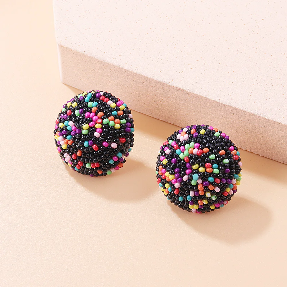 

2022 Boho Vintage Colorful Stud Earrings for Women Push-back Gothic Ball Aretes De Mujer Studs Earrings