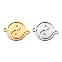 10pcslot stainless steel taoism taichi yin and yang bracelet connectors diy necklace charms pendant jewelry making accessories