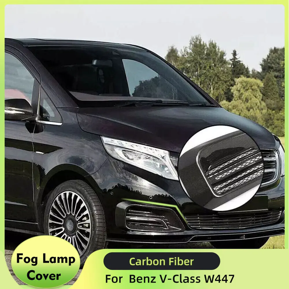 

2 шт. передний бампер автомобиля, противотуманная фара, крышка лампы, решетка для Mercedes-Benz V-Class W447 V220D V250 2016 2017 2018 Dry Carbon