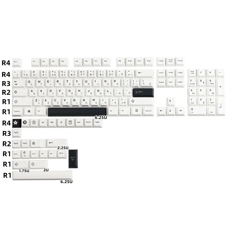 Колпачки для ключей GMK BOW Minimall, черные, белые колпачки для ключей PBT, колпачки для сублимационных ключей, японские колпачки для ключей вишневого профиля с переключением 1.75u 2u, 129 шт./комплект