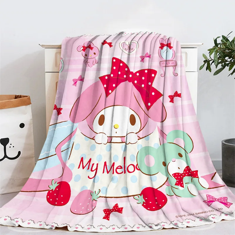 

Sanrioed Cartoon Plush Blanket Kawaii Anime Flannel Cute Melody Cinnamoroll Kuromi Room Decor Nap Quilt Toys Birthday Present