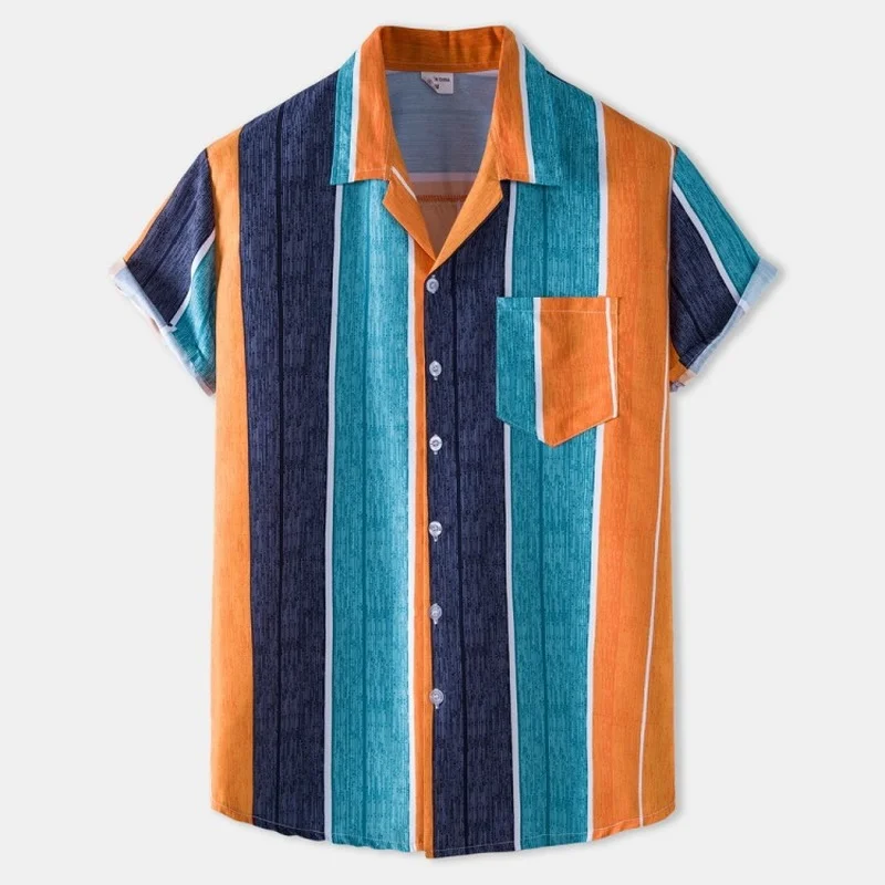 Men Shirt Ethnic Printed Shirts Summer Retro Vintage Streetwear Short Sleeves Button Harajuku Blouse Chemise Homme Ropa Hombre