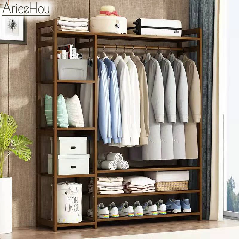 

Shoe Metal Modern Coat Rack Clothes Hanger Floor Hanger Storage Bedroom Wood Clothing Rack Clothing Hat Holder Furniture WW50