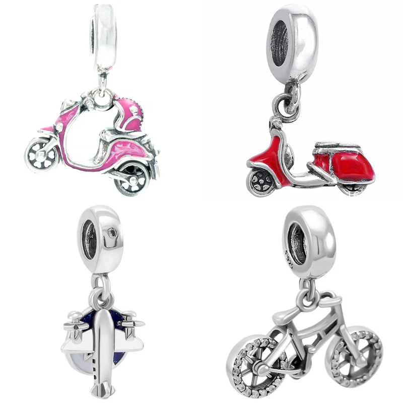 

Подвеска из серебра 925 пробы для самоката, красного и розового цвета