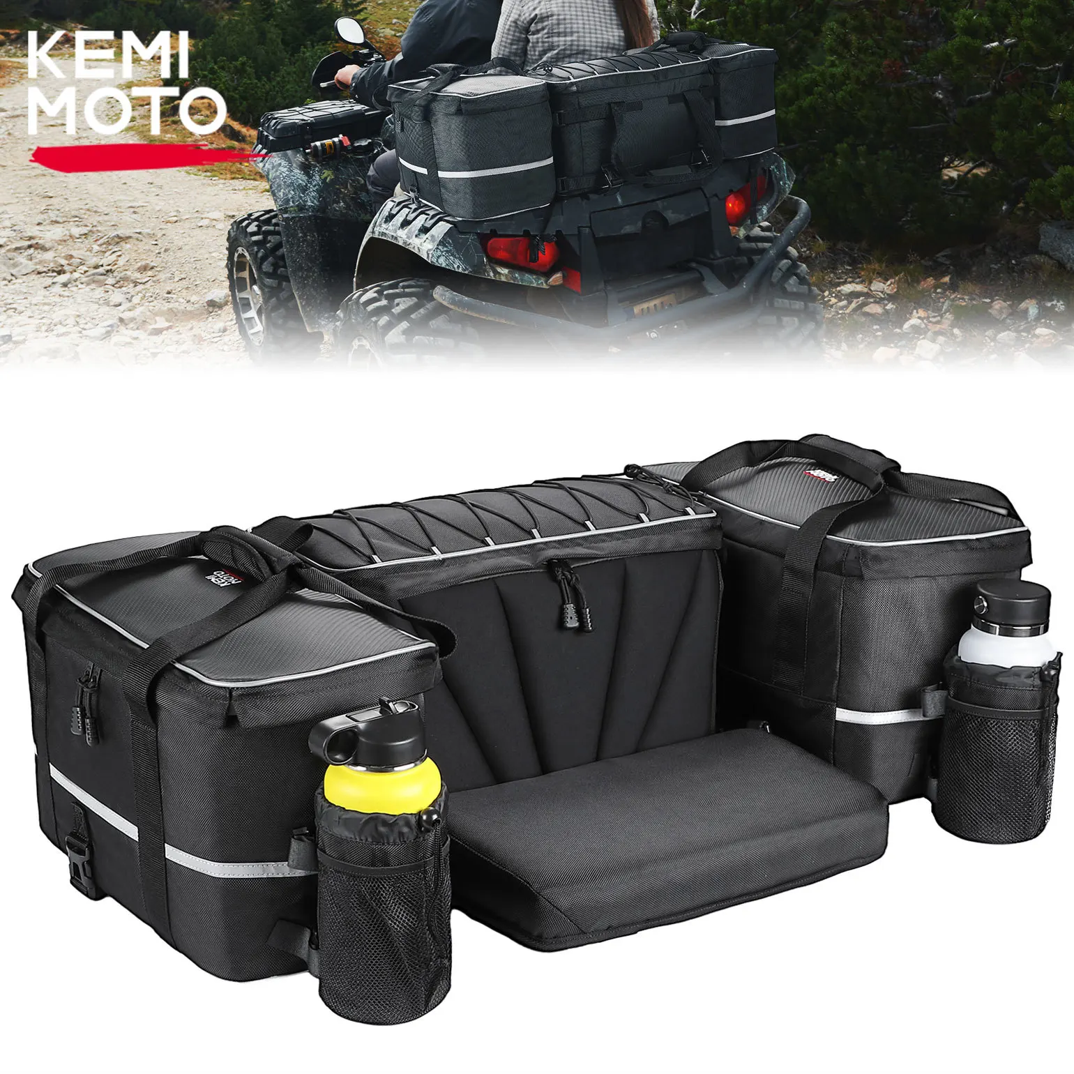 

KEMIMOTO ATV Сумка на заднее сиденье, совместимая с Polaris Sportsman Trail boss для Cf moto для Can-am для Arctic Cat для Yamaha FZ
