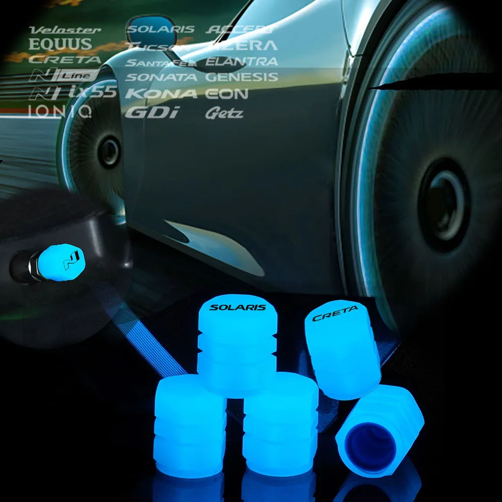 

5pcs Universal Luminous Dust-proof Valve Tire Caps Cover Car For Hyundai Tucson Accent Sonata Creta GDI AZERA EON EQUUS NLINE2