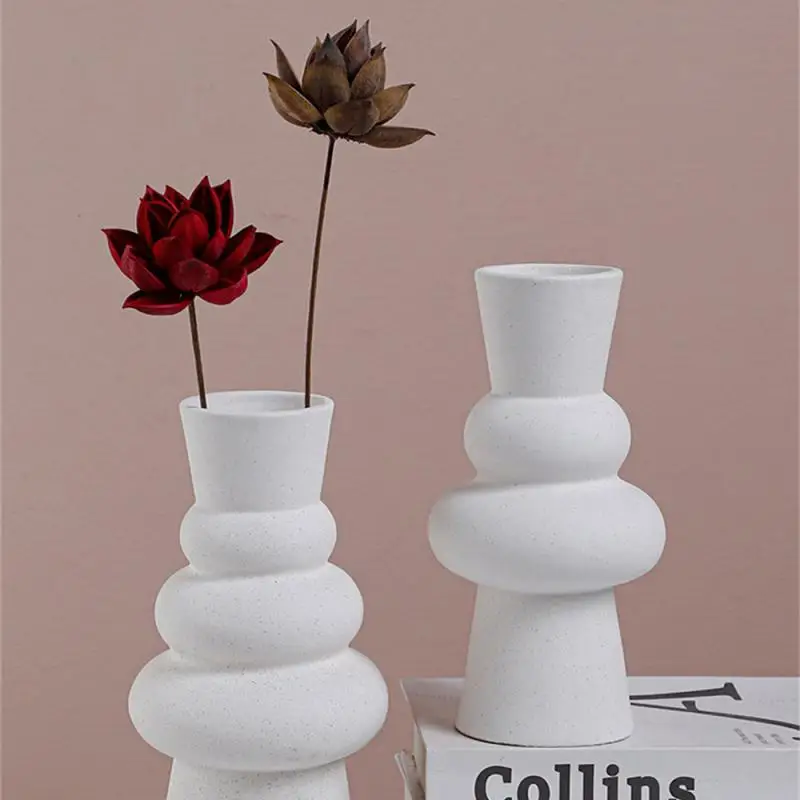 

Handcrafted Handicrafts Creative Multi Scene Tabletop Vase Ceramic Unique Flower Racks Vases White