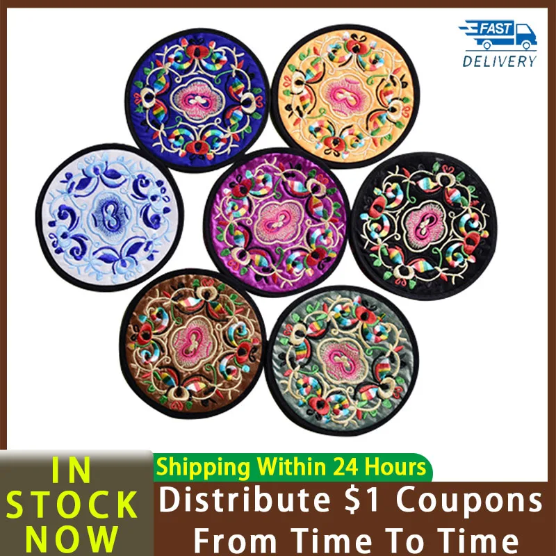 

1Pcs Chinese Style Creative Table Mat Fabric Ethnic Embroidery Cloth Art Coasters Tea Cup Mat Tableware Home Accessory Wholesale