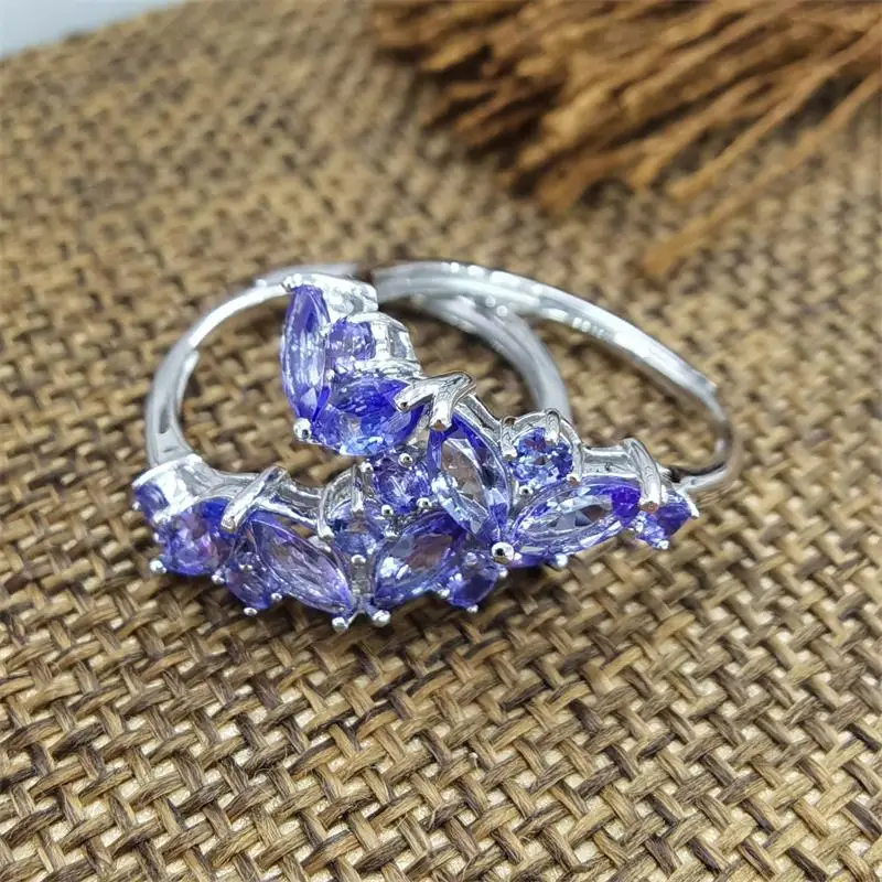 ZECAA ювелирные изделия женское кольцо с танзанитом для женщин натуральным камнем