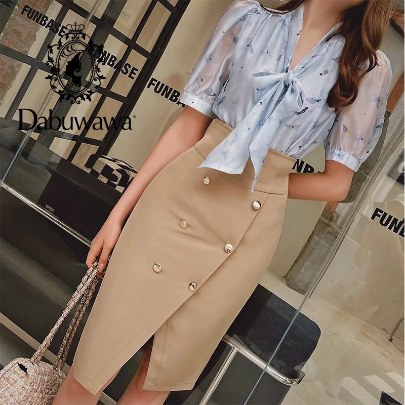 

Dabuwawa Elegant High Waist Pencil Skirt Women Split Solid Slim Suit Skirts Vintage Fashion Bottom Office LadyDF1BSK003