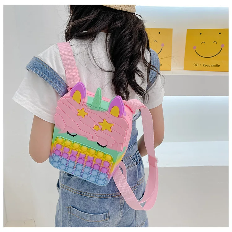 Children Decompression Toy Bags Silicone Girl Boy Unicorn Pop Its Backpack Press Schoolbag Children Backpacks Gift Hot