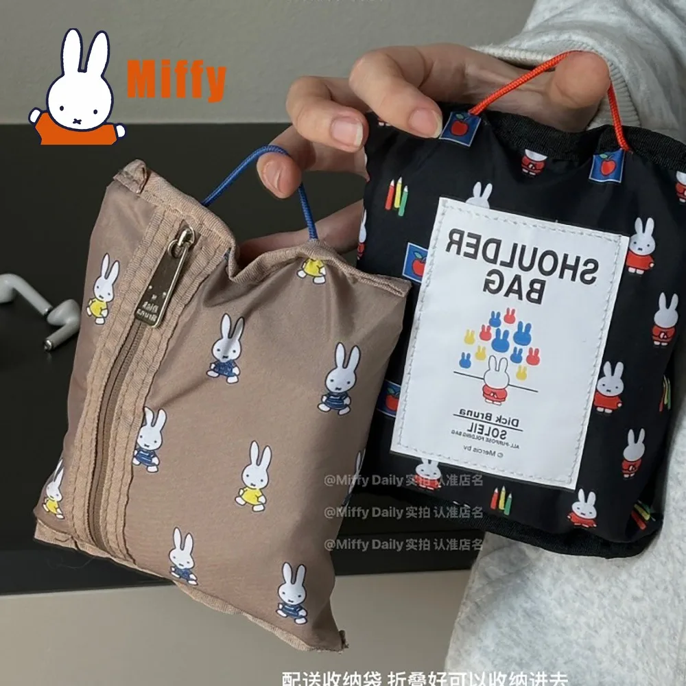 Фото Сумка-кроссбоди Kawaii Miffy: милая мини-сумка с кроликом, легкая, водонепроницаемая, из нейлона, с мягкой текстурой, для повседневного использования, подарок для девочки №2