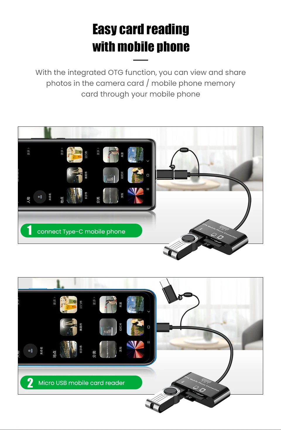USB Type C Micro кардридер ANKNDO устройство для чтения SD-карт памяти U-диск OTG адаптер