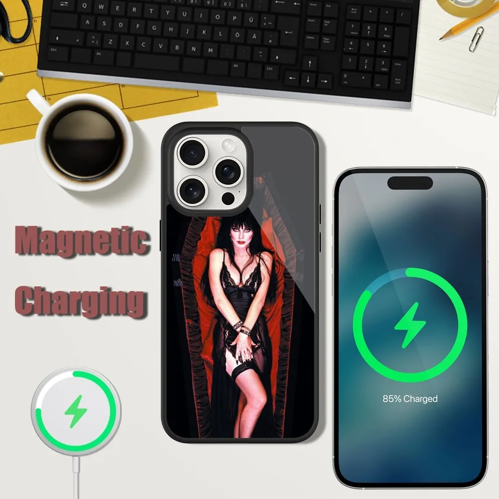 Чехол для телефона Film E-Elvira M-Mistress of the D-Dark iPhone 13 15 11 12 14 Plus Pro Max стеклянный зарядный