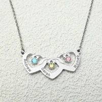 personalized name necklace with birthstones family name heart necklace for mother custom name choker charm best friend gift