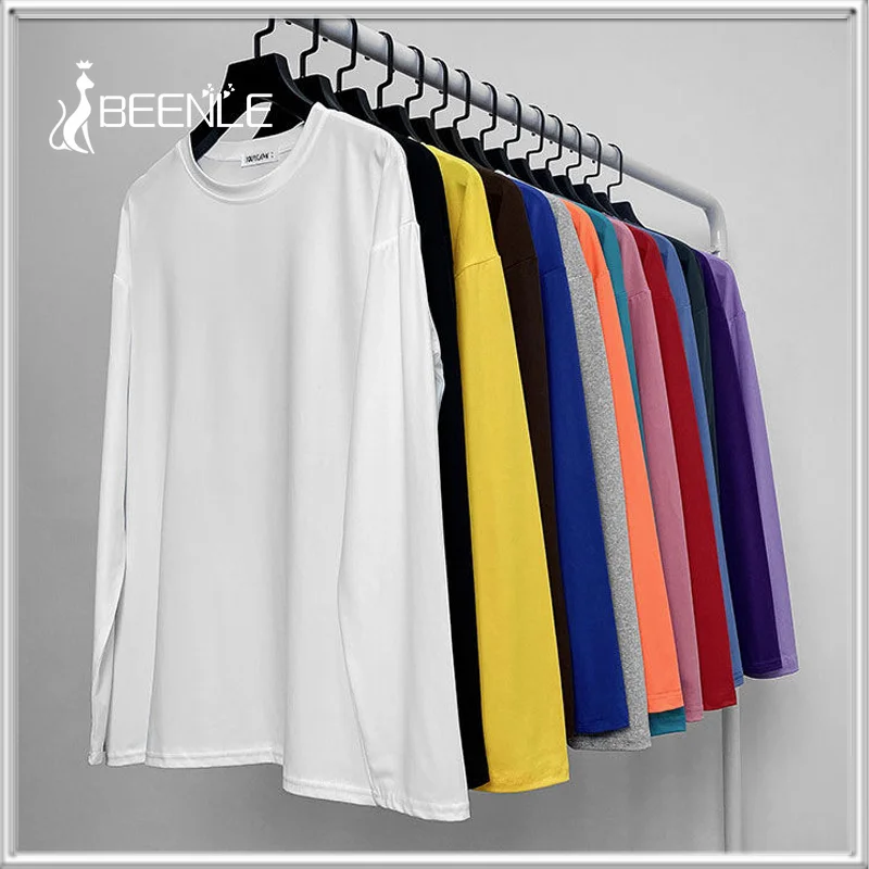 

BEENLE Women T-shirt Solid Spring Autumn Bottoming Shirt O-neck Cotton Korean Fashion Customized Casual 2022 Top Women Clothing