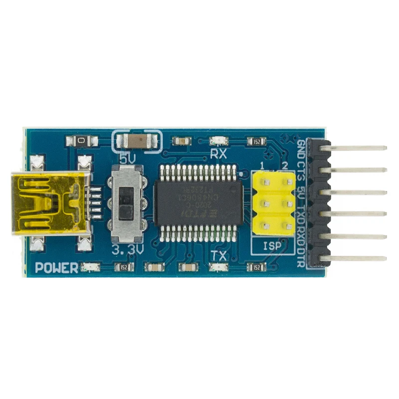 

Базовая плата коммутатора для FTDI FT232RL USB в TTL Модуль преобразователя последовательного IC-адаптера 3,3 В 5 в переключатель FT232