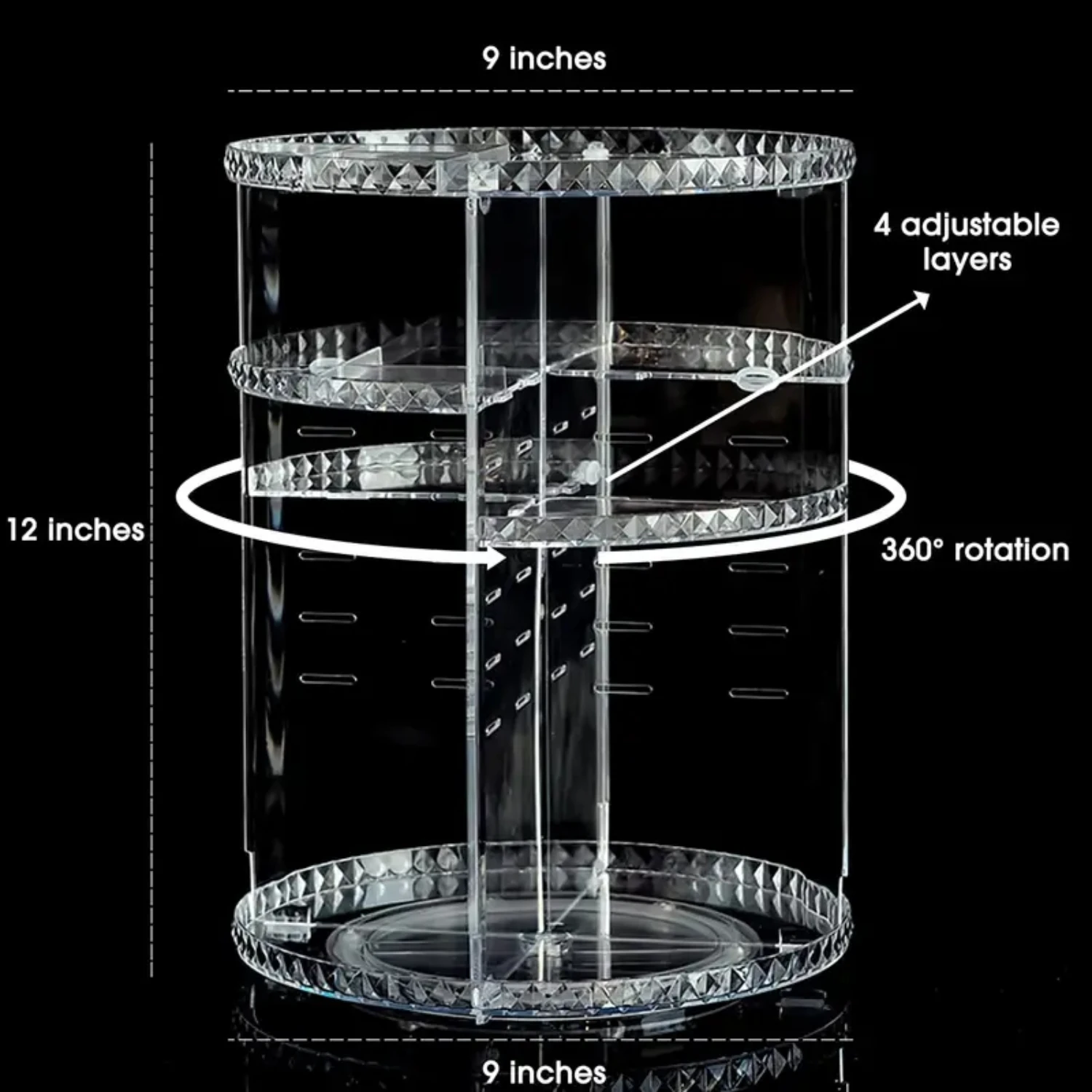 Прочный и стильный акриловый прозрачный косметичка большой емкости с вращением
