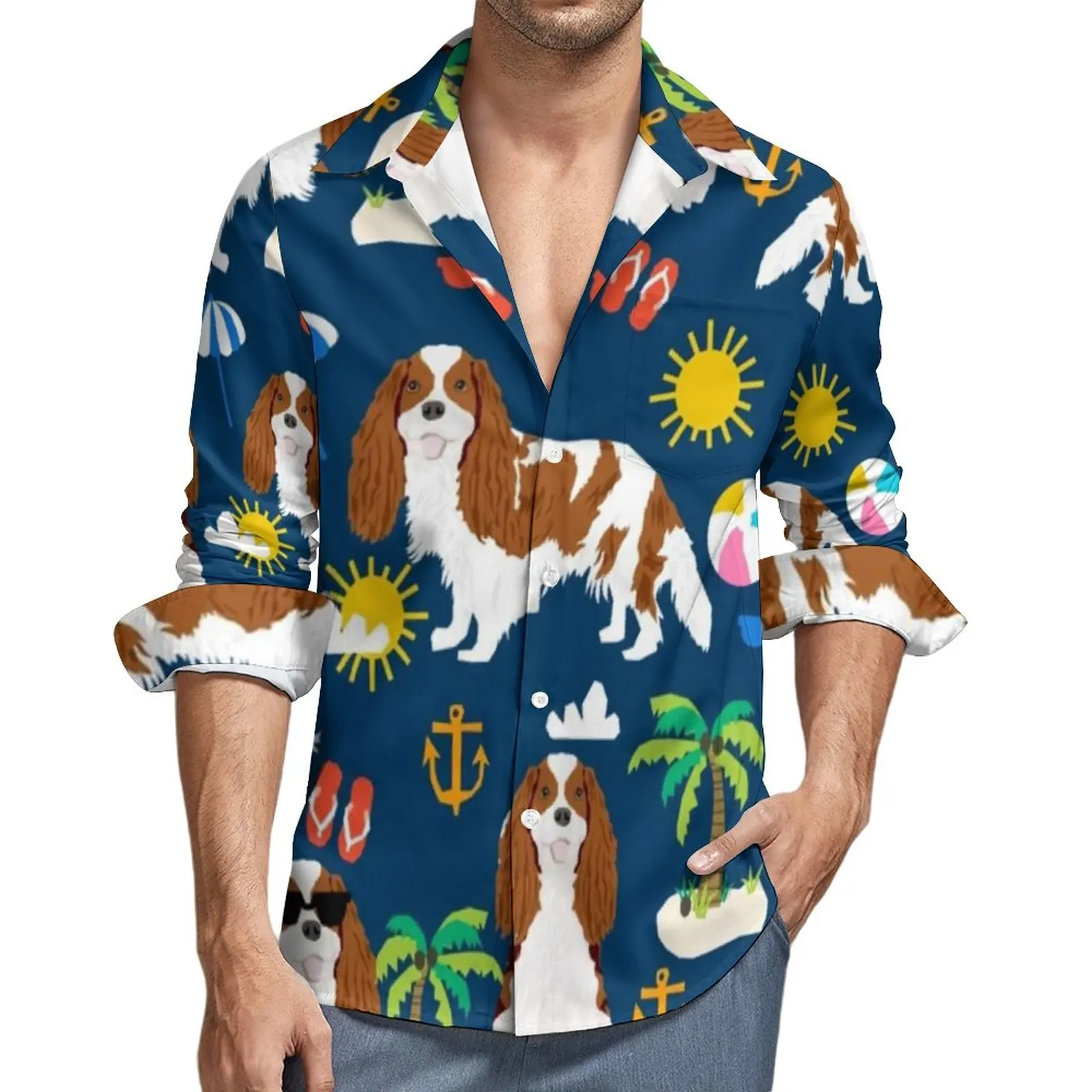 

Tropical Vacation Sunshine Shirt Man Beach Day Casual Shirts Spring Funny Graphic Blouses Long Sleeve Cool Oversized Clothing