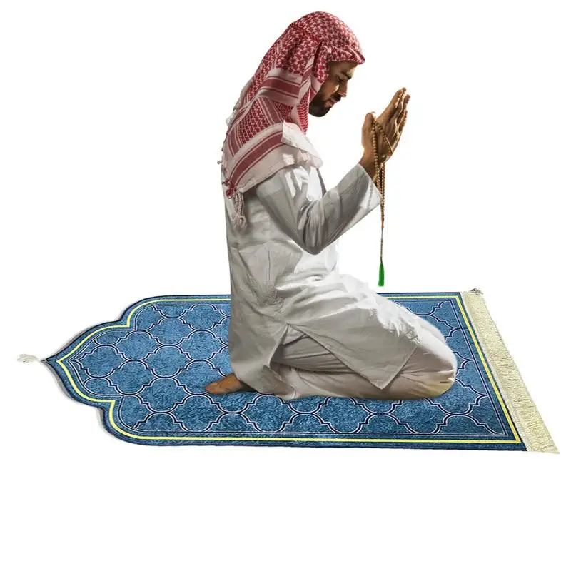 

Muslim Prayer Rug Portable Mat For Men Women Flannel Carpet Worship Kneel Embossing Floor Carpets Non-slip Soft Prayer Rug Gift