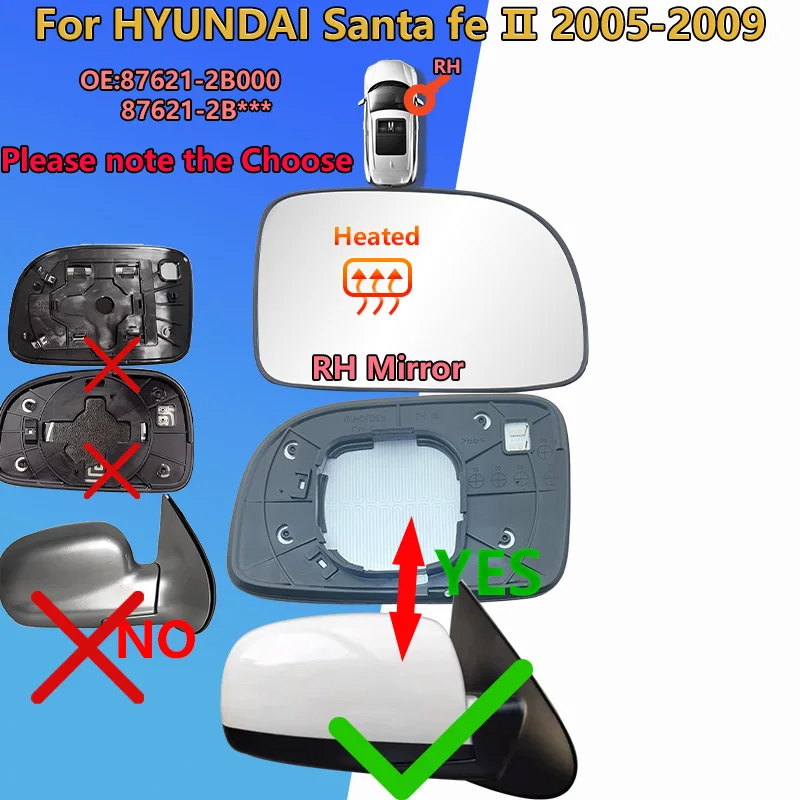 

Для Hyundai Santa fe II 2005 2006 2007 2008 2009 , левое/правое боковое зеркало заднего вида/OEM:L 87611-2B000 R 87612-2B000/автомобильные аксессуары, замена