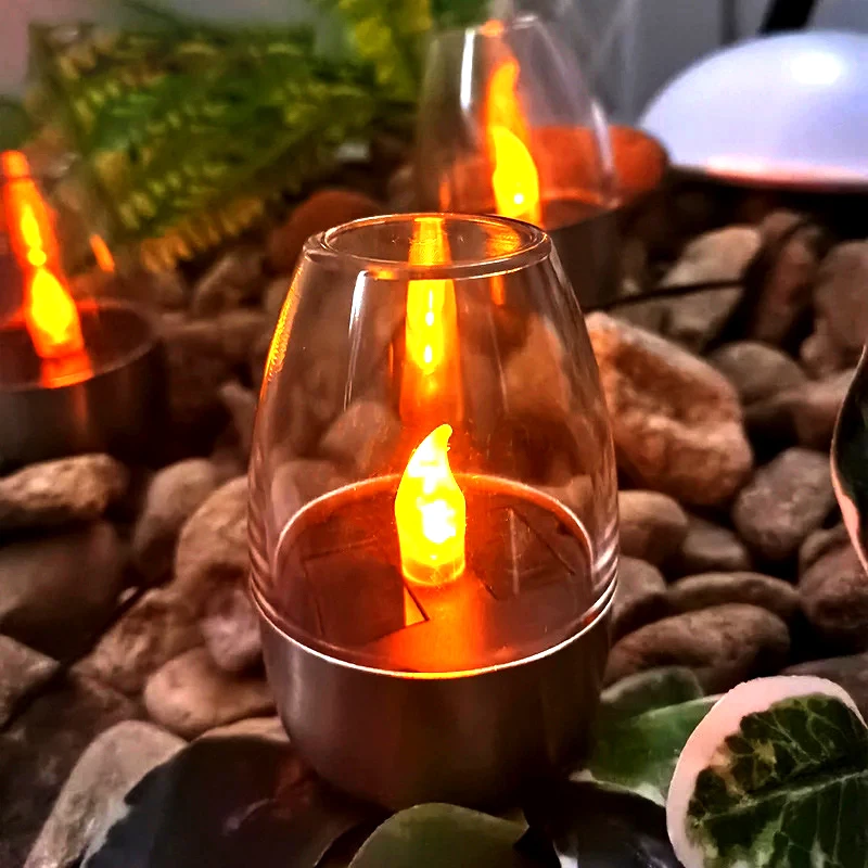 

Solar Candle lamp Outdoor Garden LED Lawn Light Stainless Steel Solar Powered Lawn Deck Night Light for Garden Courtyard Decor