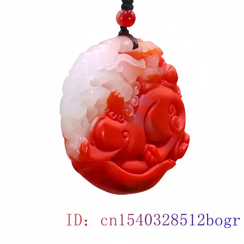 Ожерелье из натурального нефрита красного и белого цветов