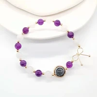 new crystal white moonlight amethyst bracelet female black hair crystal transfer bead bracelet simple personalized hand jewelry