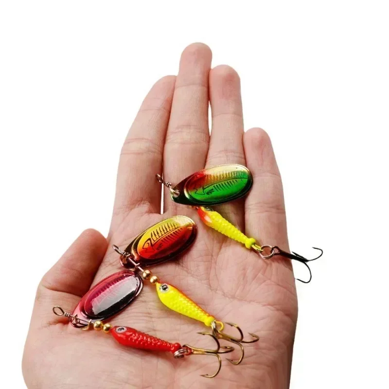 Girando-Metal Spinner Fishing Lures искусственный Жесткий Спиннер окунь щука тройной крючок