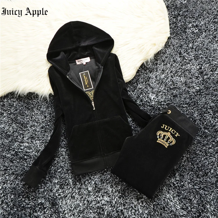 Juicy Apple Tracksuit Women 2022Spring Autumn Velvet Long Sleeve Letter Pattern Embroidery Hoodies women two piece outfits pants